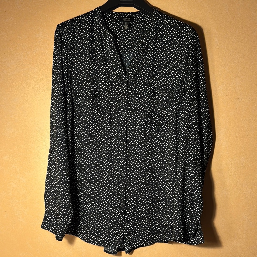 Jones New York Black and White Polka Dot Blouse
